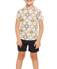 Pamuklu Günlük İkili Çocuk Takımı | Versace Desen | Tişört: %100 Pamuk, Şort: %95 Pamuk %5 Likra