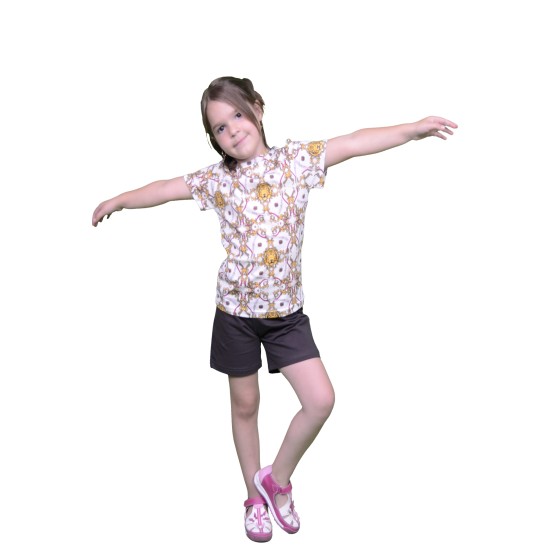 Pamuklu Günlük İkili Çocuk Takımı | Versace Desen | Tişört: %100 Pamuk, Şort: %95 Pamuk %5 Likra