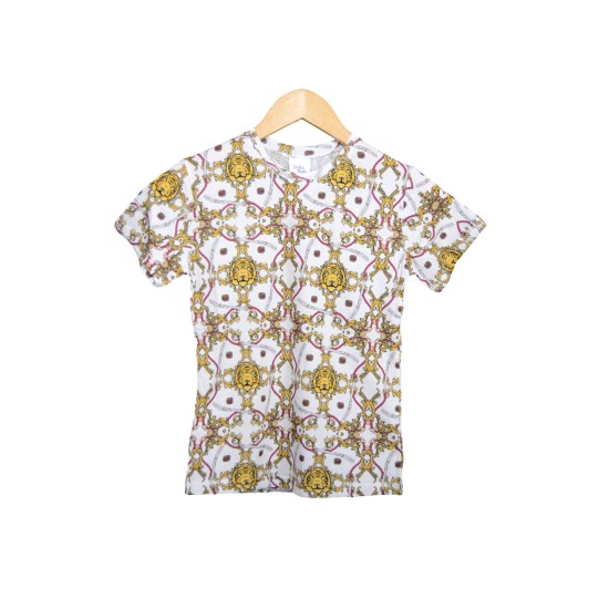 Pamuklu Günlük İkili Çocuk Takımı | Versace Desen | Tişört: %100 Pamuk, Şort: %95 Pamuk %5 Likra