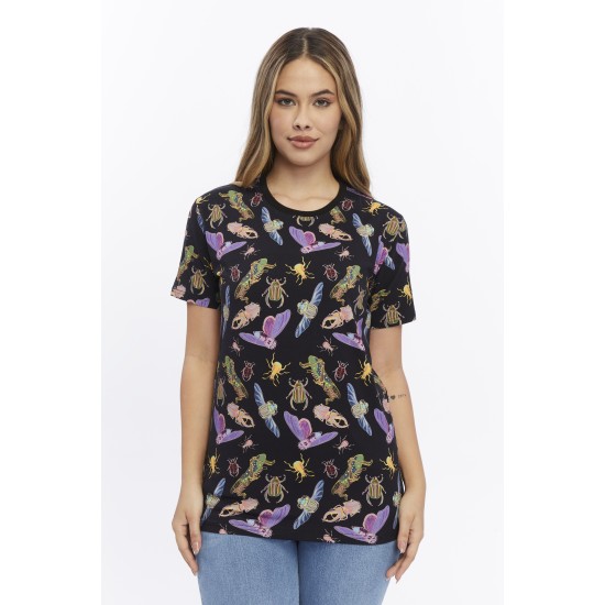 Böcekler Baskılı Pamuk Tişört | Uniseks