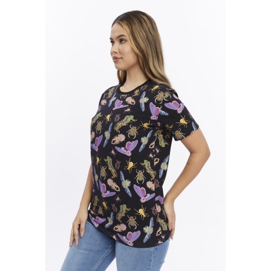 Böcekler Baskılı Pamuk Tişört | Uniseks