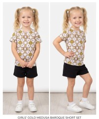 Barok Desenli Pamuklu Tişört ve Şortlu Çocuk Takım | Unisex Kalıp