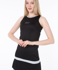 Kadın Gri Biyeli Siyah Şortlu Tenis Elbisesi