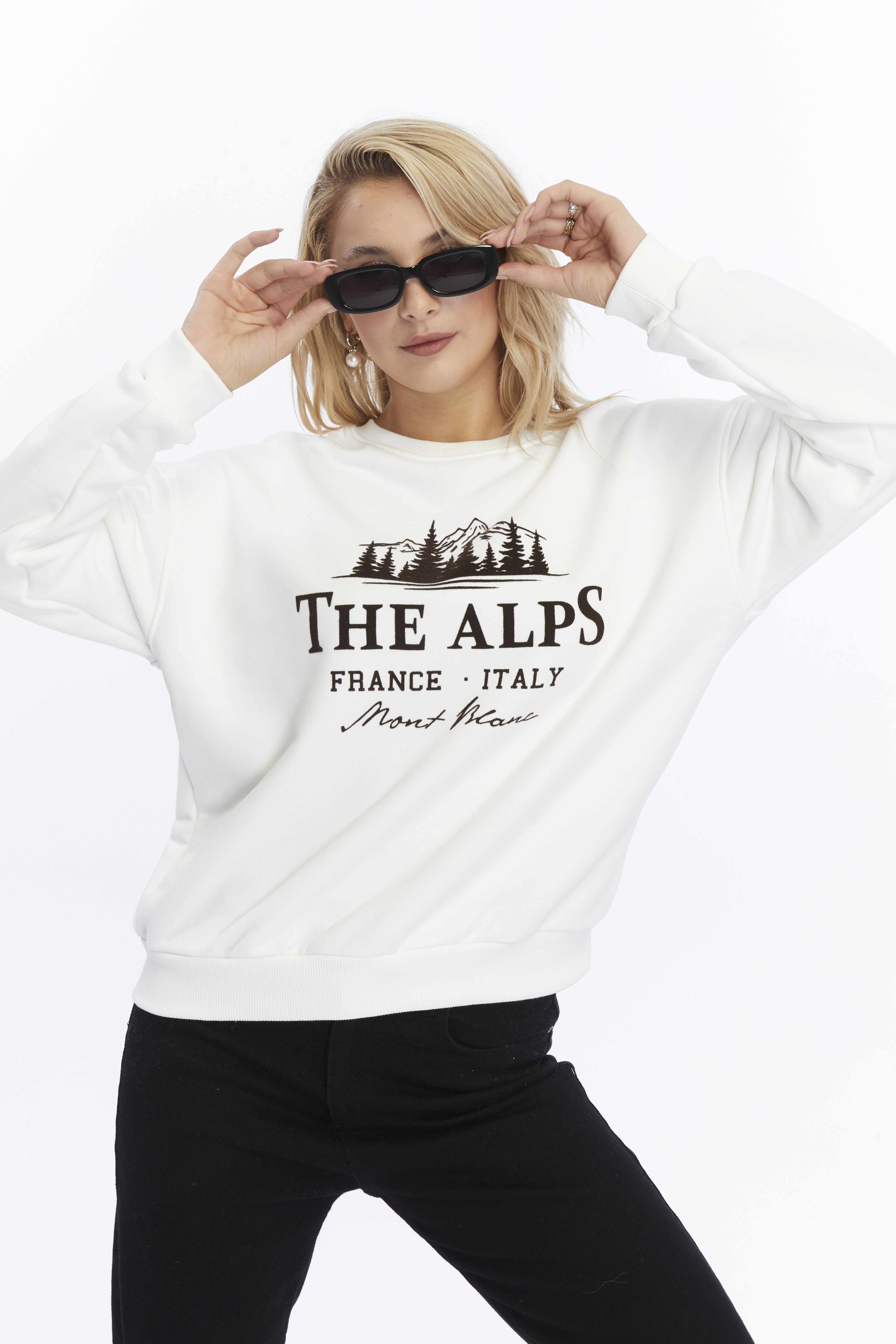 Kadife The Alps Desenli Ekru Yumuşak Dokulu Regular Fit Bisiklet
