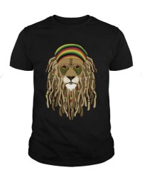 Hippi Aslan Baskılı Siyah T-Shirt | Uniseks
