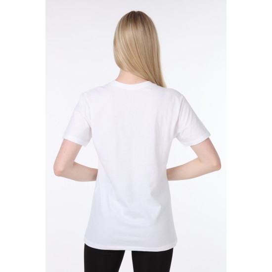 Üç Maymun Baskılı Beyaz Tişört | Uniseks