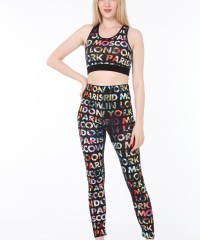 Kadın Baskılı Sporcu Tayt Alt Üst Takım