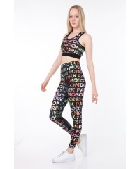 Kadın Baskılı Sporcu Tayt Alt Üst Takım