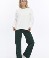 Kadife True Self Love Desenli Ekru Yumuşak Dokulu Regular Fit Bisiklet Yaka Kadın Sweatshirt