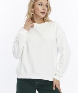 Kadife True Self Love Desenli Ekru Yumuşak Dokulu Regular Fit Bisiklet Yaka Kadın Sweatshirt