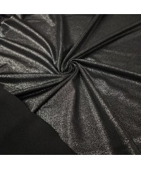 Gümüş Kumlama Baskı Siyah İnterlok Kumaş | 300x135 cm | A-07