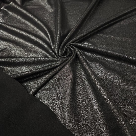 Gümüş Kumlama Baskı Siyah İnterlok Kumaş | 300x135 cm | A-07