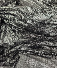 Gümüş Varak Baskılı Siyah Tül Kumaş |  A-04