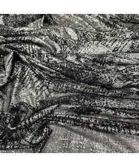 Gümüş Varak Baskılı Siyah Tül Kumaş |  A-04