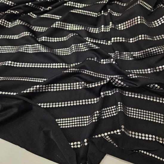 Penye Gümüş Noktalı Çizgi Süprem Kumaş | A-05