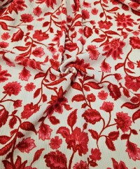 Penye Kırmızı Çiçekler Su yolu Kırışık Kumaş | A-03