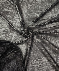 Gümüş Varak Baskılı Siyah Tül Kumaş |  A-04