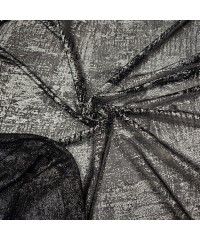 Gümüş Varak Baskılı Siyah Tül Kumaş |  A-04