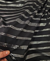 Penye Gümüş Noktalı Çizgi Süprem Kumaş | A-05