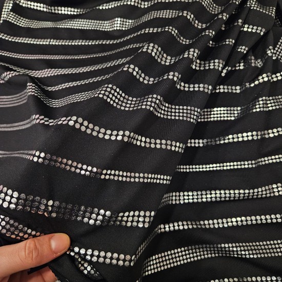 Penye Gümüş Noktalı Çizgi Süprem Kumaş | A-05