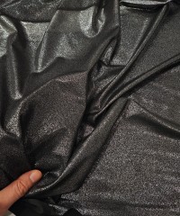 Gümüş Kumlama Baskı Siyah İnterlok Kumaş | 300x135 cm | A-07