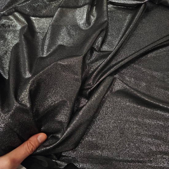 Gümüş Kumlama Baskı Siyah İnterlok Kumaş | 300x135 cm | A-07