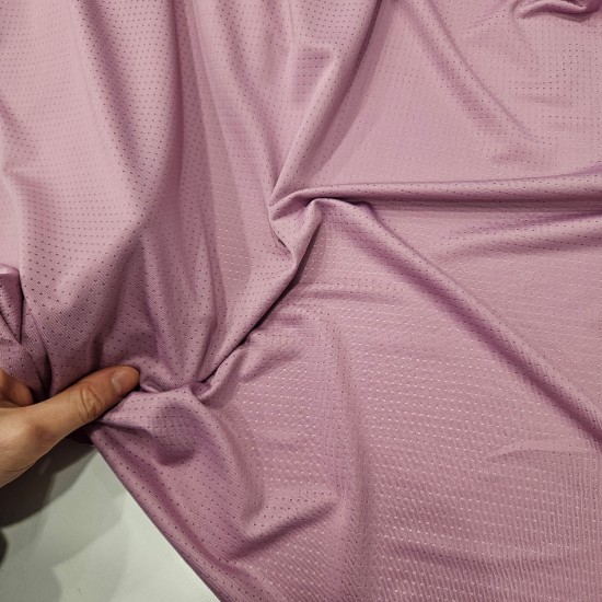Penye Polyester Delikli Süprem Kumaş | Puslu Lila | A-06