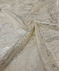 Gümüş Kumlama Baskı Krem Delikli Süprem Kumaş | A-08