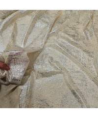 Gümüş Kumlama Baskı Krem Delikli Süprem Kumaş | A-08