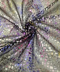 Renkli Hologram Varak Baskılı Tül Kumaş |  A-11