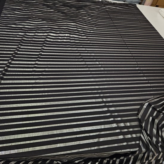 Penye Gümüş Noktalı Çizgi Süprem Kumaş | 200x145 cm | A-05-2