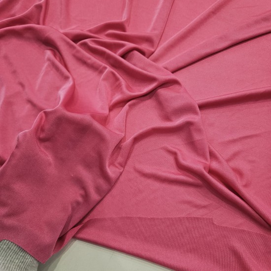 Likralı Polyester Pembe İnterlok Kumaş | D-01