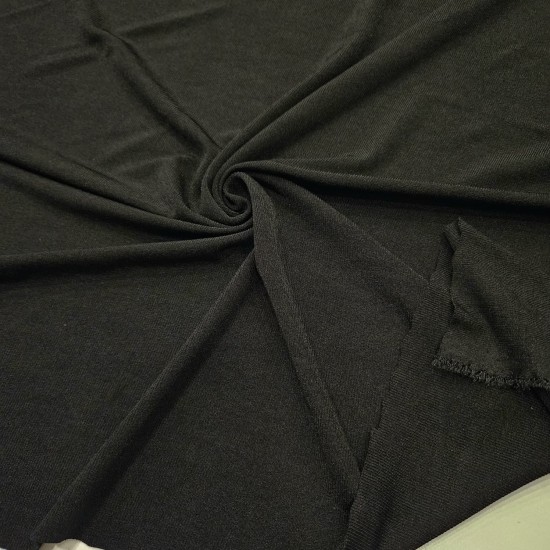 Siyah Likralı Polyester Ribana Kumaş | D-03