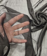 Likralı Siyah Tül Kumaş | D-37