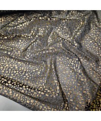 Altın Duvar Baskılı Siyah Tül Kumaş |  R1-23