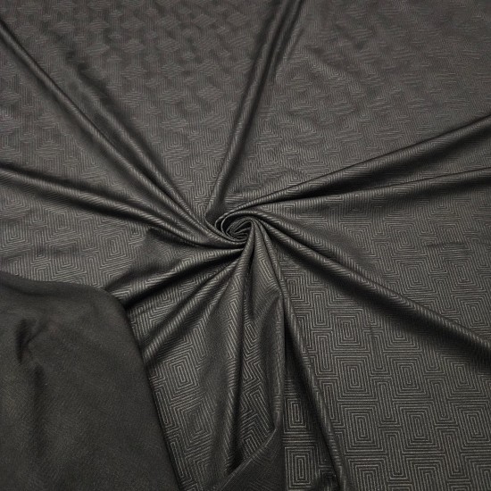 Geometrik Desen-1 Siyah Lyc Süprem Kumaş | R1-13