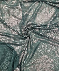 Gümüş Duvar Baskılı Zümrüt Tül Kumaş |  A-22