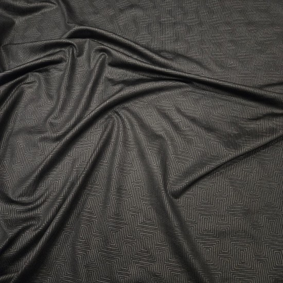 Geometrik Desen-1 Siyah Lyc Süprem Kumaş | R1-13
