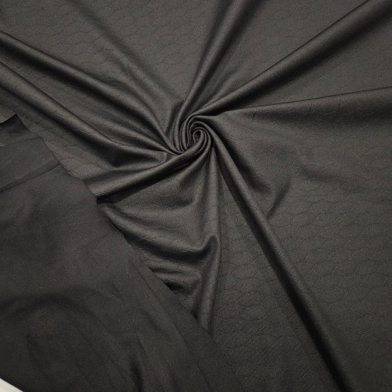 Geometrik Desen-2 Siyah İnterlock Kumaş | R1-15