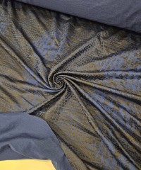 Gece Mavisi  Lyc Süprem Kumaş Piton Mat Siyah Baskı | R1-21