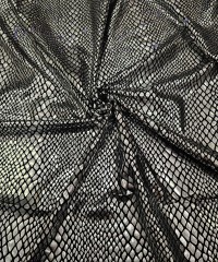 Yılan Gümüş Baskı Siyah Süprem Parça Kumaş | 1 mt