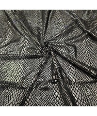 Yılan Gümüş Baskı Siyah Süprem Parça Kumaş | 1 mt