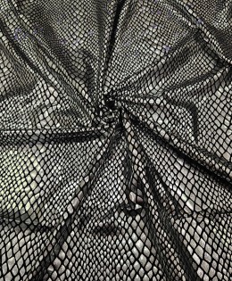 Yılan Gümüş Baskı Siyah Süprem Parça Kumaş | 1 mt