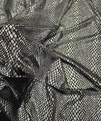 Yılan Gümüş Baskı Siyah Süprem Parça Kumaş | 1 mt