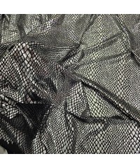 Yılan Gümüş Baskı Siyah Süprem Parça Kumaş | 1 mt