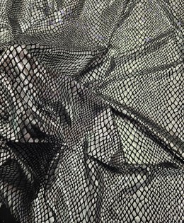 Yılan Gümüş Baskı Siyah Süprem Parça Kumaş | 1 mt