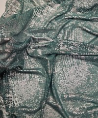 Gümüş Duvar Baskılı Zümrüt Tül Kumaş |  A-22