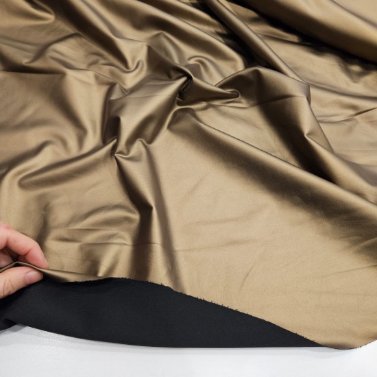 Bej Kaplama Baskı Siyah İnterlok Kumaş | R1-05