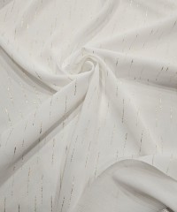 Gold Çizgi Simli Ekru Şifon Kumaş | B-21