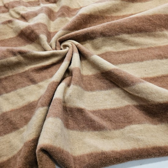 Tek Yüzlü Kahve Çizgili Polar Kumaş | B-2